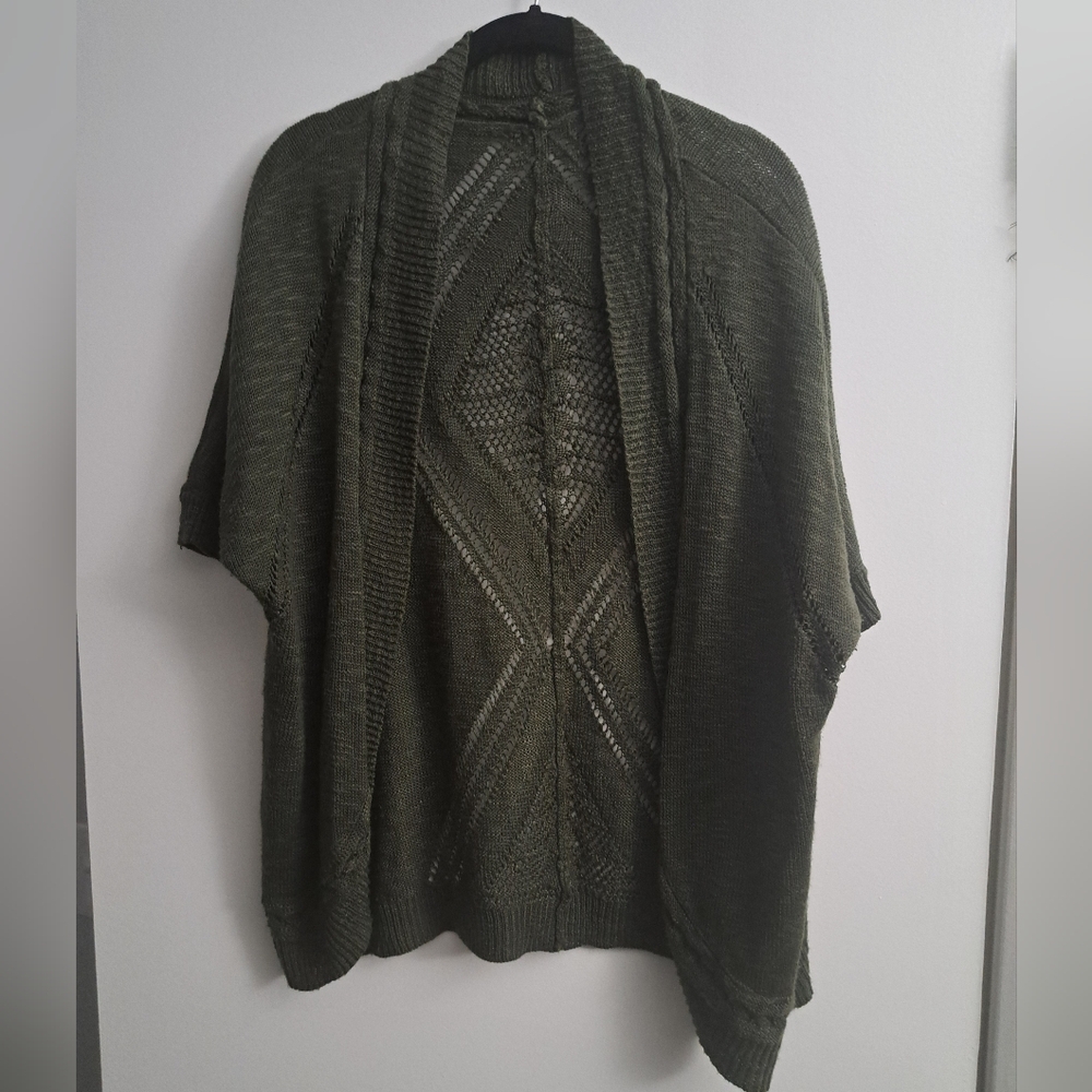 Torrid Olive Green Open Front Short Sleeve Cardigan - Picture 5 of 8